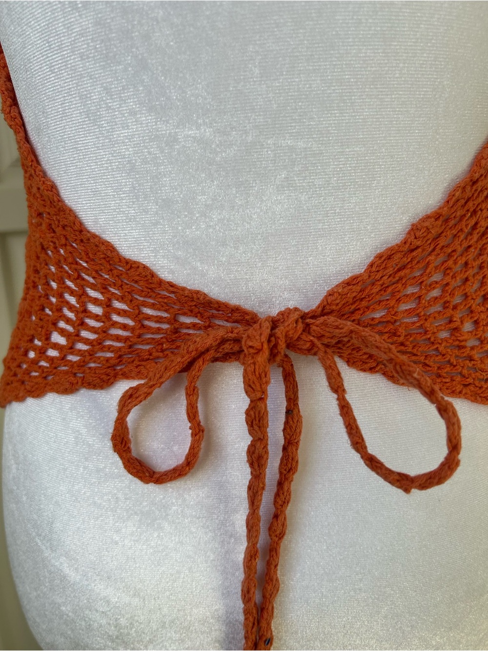 Y2K Burnt Orange Crochet Halter Top Boho Festival - Picture 6 of 8